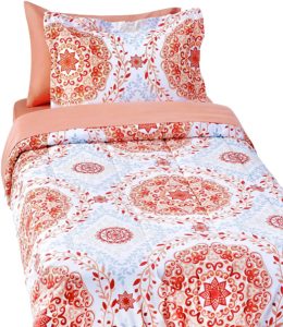 AmazonBasics 5-Piece Bed-In-A-Bag - Twin-Twin Extra-Long, Coral Medallion