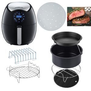 GoWISE USA 3.7-Quart 7-in-1 Air Fryer with 6-piece Accessory Set and 1-pack of Parchment Paper Liners