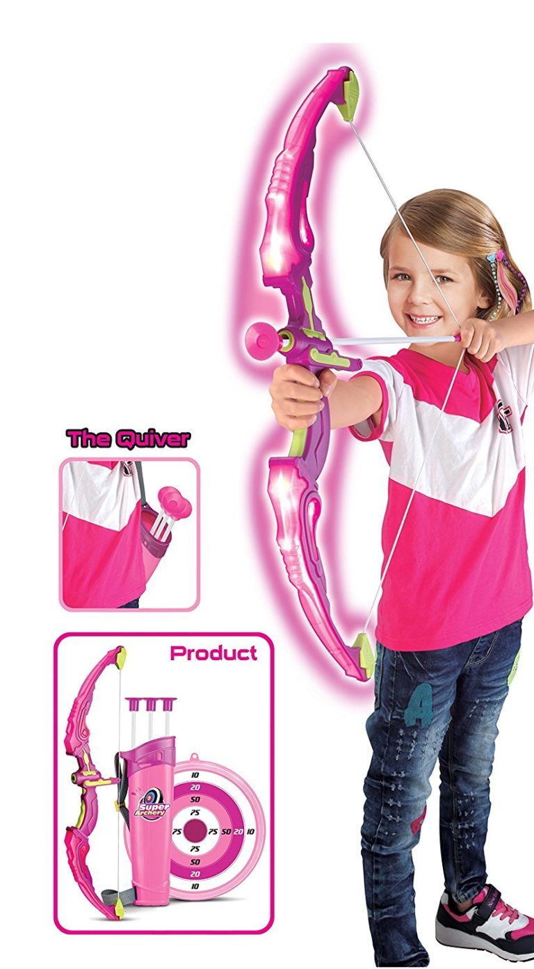 hot new toys for girls - Light Up Archery Bow And Arrow Toy Set for Girls With 3 Suction Cup Arrows, Target, and Quiver