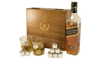 Best Gift for Dad - Whiskey Stones - Large Set of 8 Stainless steel beverage chilling rocks- Includes 2 drinking glasses and a velvet bag